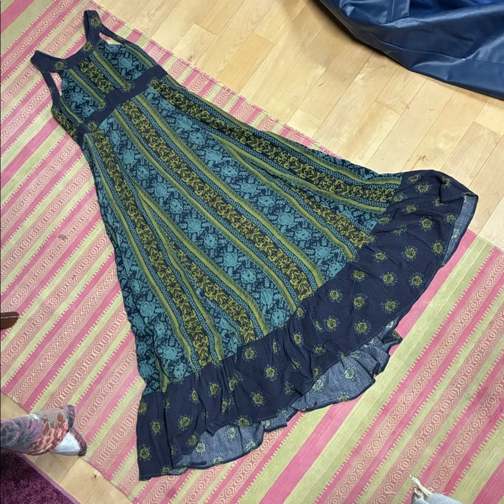 Free People Bohi Maxi Dress in Teal & Navy